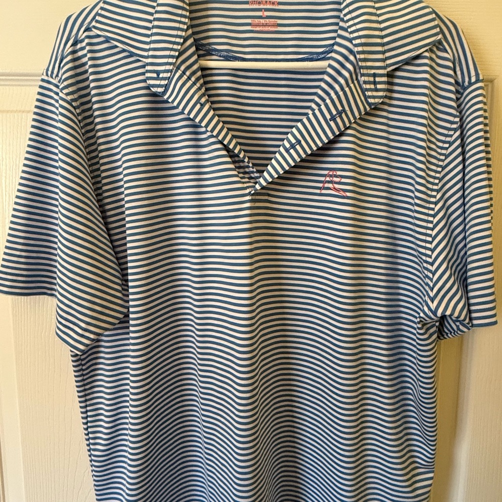 Rhoback Blue and White Striped Polo